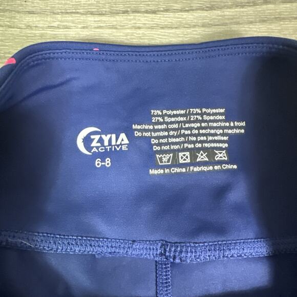 ZYIA Active Paint Splatter 7/8 Leggings Pants Navy Blue Pink sz 6-8 - Picture 4 of 7